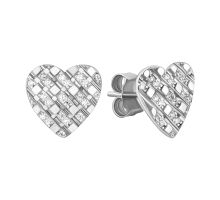 Серебряные серьги Сердце с фианитами (SZDE03058)