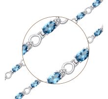 Серебряный браслет с кварцем London blue и фианитами (4138р-QLB): купить