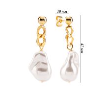 Серьги-подвески из нержавеющей стали с жемчугом (E-A-092): купить