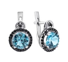 Серебряные серьги с кварцем London blue и фианитами (2088/1р-QLB)