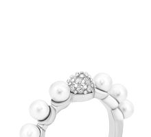 Серебряное кольцо с жемчугом и фианитами (SR38475-W): купить