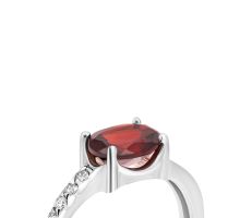 Серебряное кольцо с гранатом и фианитами (к1272грRh): купить