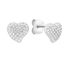 Серебряные пуссеты Сердце с фианитами (JB01461)