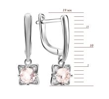 Серебряные серьги-подвески с розовым кварцем и фианитами (SZDE15187-1): купить