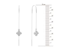 Серебряные серьги-протяжки (продевка) c фианитами (B14220): купить
