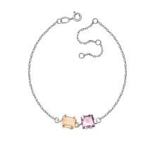 Серебряный браслет с аметистом и цитрином (б1306Rh)