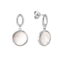 Серебряные серьги-подвески с перламутром и фианитом (SZDE16411)