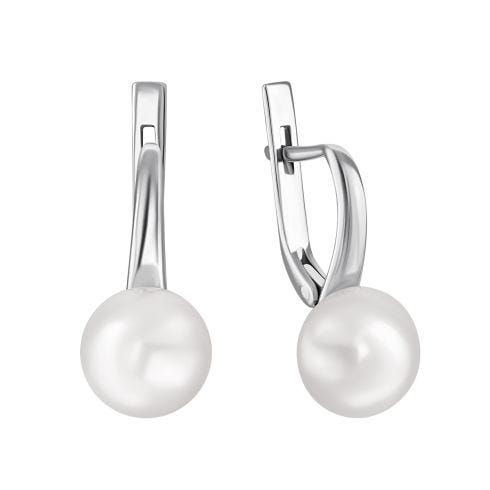 Срібні сережки з перлами (2449/1р-PWT)