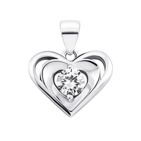Серебряная подвеска Сердце с фианитом (1PE67262)