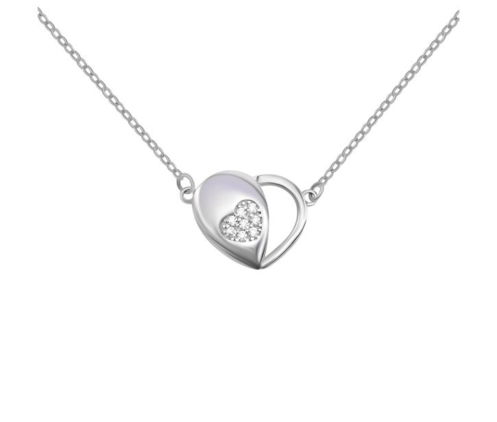 Серебряное колье Сердце с фианитами (1NE56662): купить