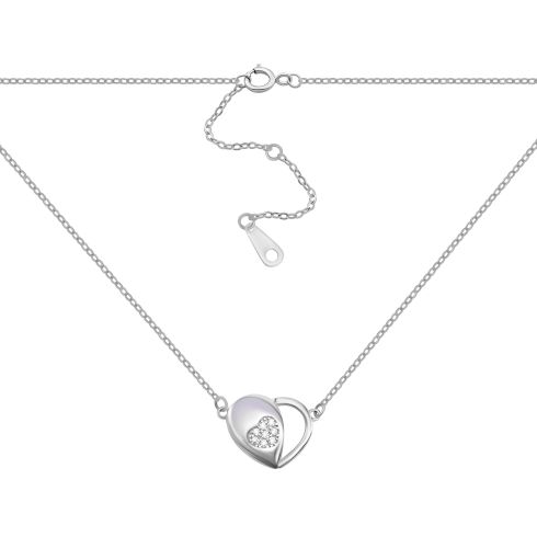 Серебряное колье Сердце с фианитами (1NE56662)