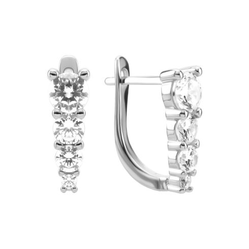 Срібні сережки з фіанітами (B14268)