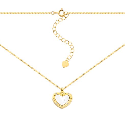 Серебряное колье с позолотой, перламутром и фианитами (7D16131-GD)