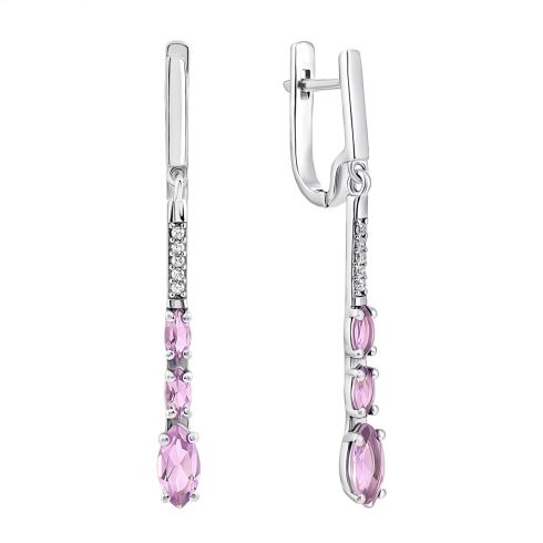 Серебряные серьги-подвески с аметистом и фианитами (2363/1р-AMET)