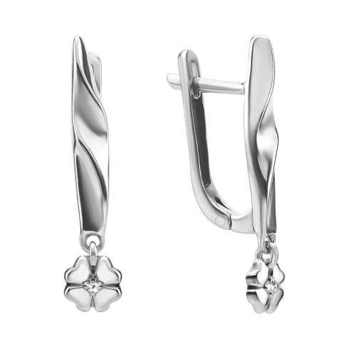 Срібні сережки з діамантами (2548/1р-BR)