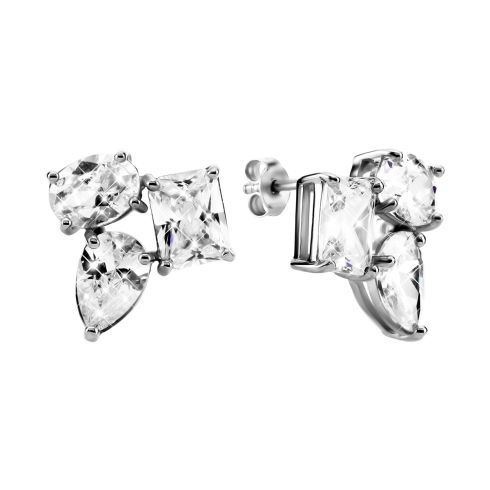 Серебряные пусеты с фианитами (с1341Rh)