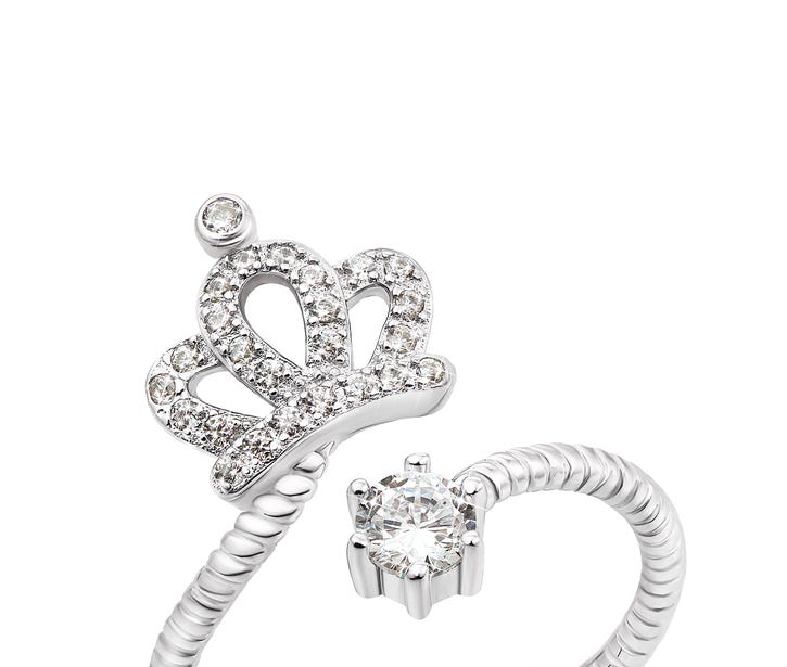 Серебряное кольцо «Корона» с фианитами (DR00291/0-R): цена