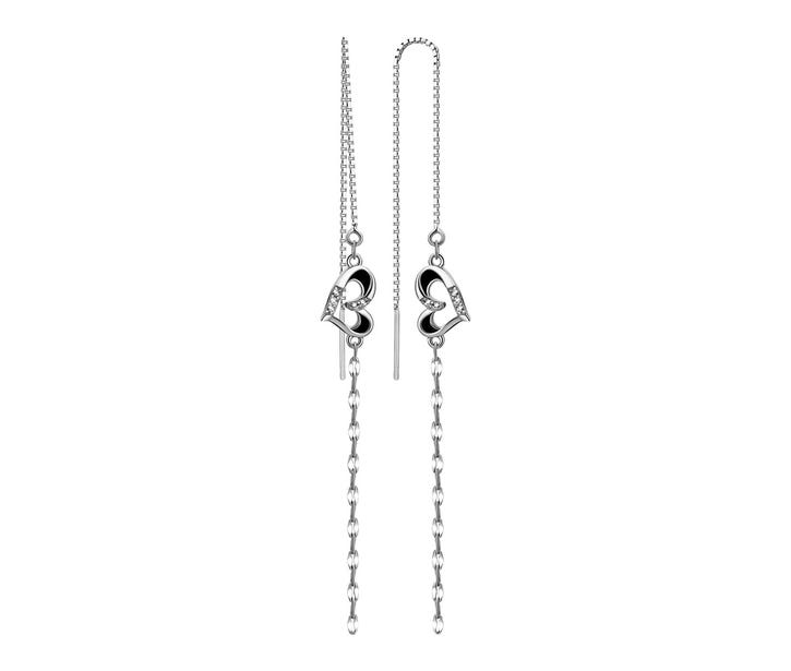 Срібні сережки-протяжки з фіанітами (FE11865)