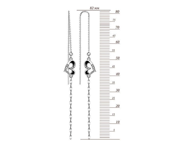Срібні сережки-протяжки з фіанітами (FE11865): купить