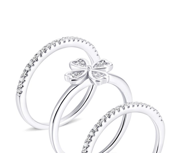 Наборное тройное серебряное кольцо с фианитами (К2Ф/1223): купить