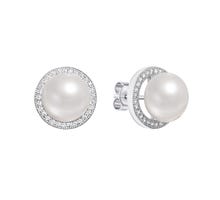 Срібні пусети з перлами і фіанітами (PSS0360-E/12/680)