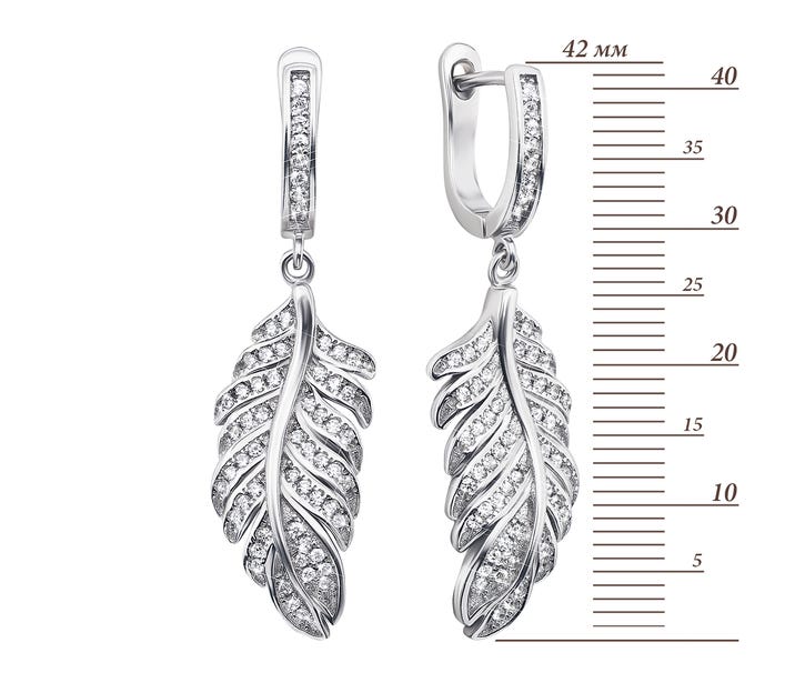 Срібні сережки-підвіски з фіанітами (PSS0797-E): цена