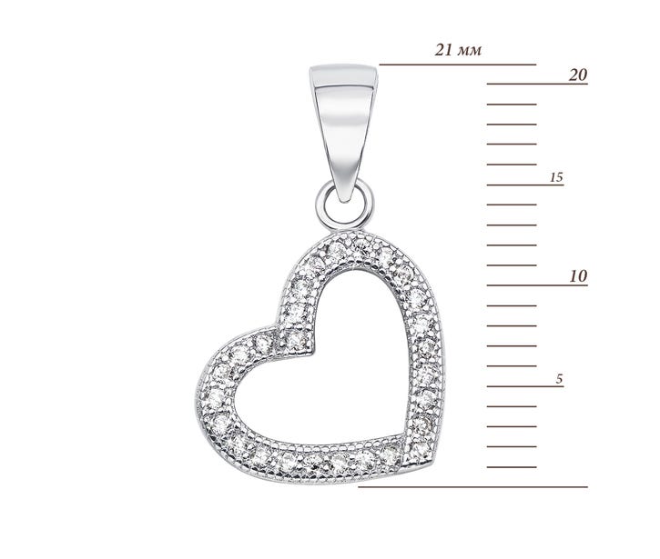 Серебряная подвеска «Сердце» с фианитами (SA7301-P/12/1): недорого