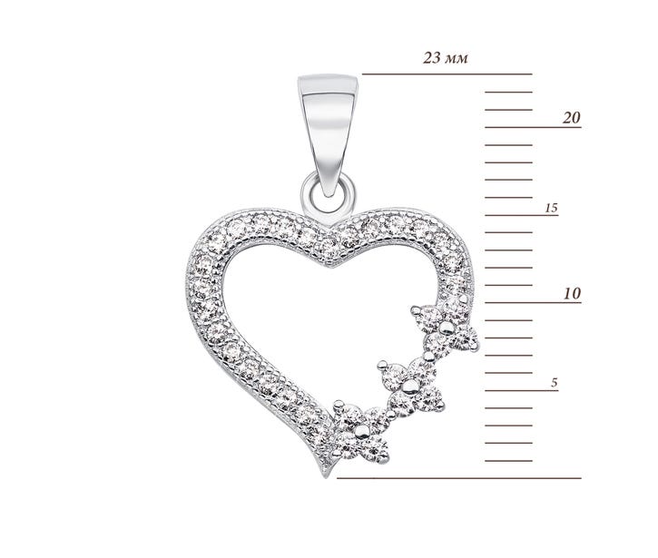 Серебряная подвеска «Сердце» с фианитами (SA8804-P/12/1): цена