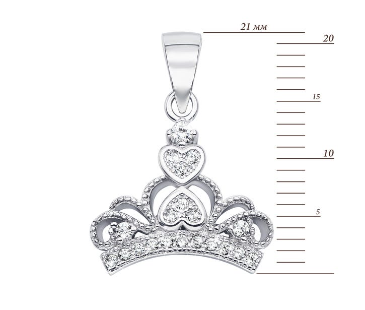 Серебряная подвеска «Корона» с фианитами (SA8848-P/12/1): недорого