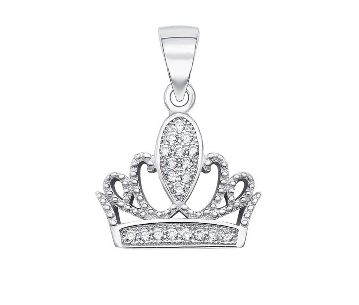 Срібна підвіска «Корона» з фіанітами (SA8859-P/12/1): купить