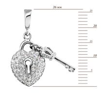 Срібна підвіска Ключик від серця з фіанітами (П2Ф/070): купить