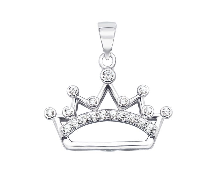 Срібна підвіска «Корона» з фіанітами (PP1088-P/12/1)