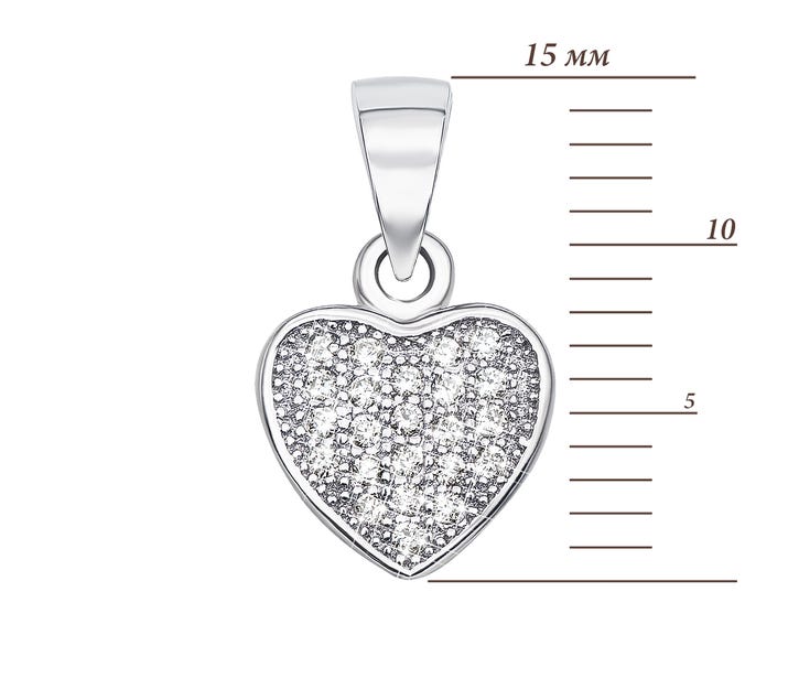Серебряная подвеска «Сердце» с фианитами (PSS0698-P/12/1): недорого