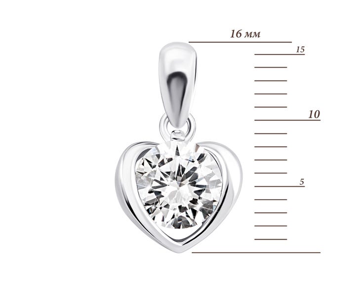 Серебряная подвеска Сердце с фианитом (1PE67288): купить