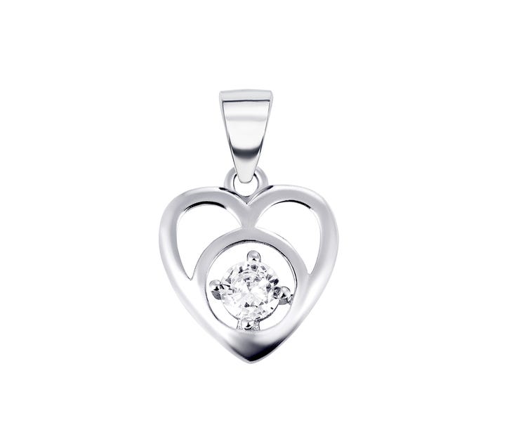 Серебряная подвеска Сердце с фианитом (2P16490)