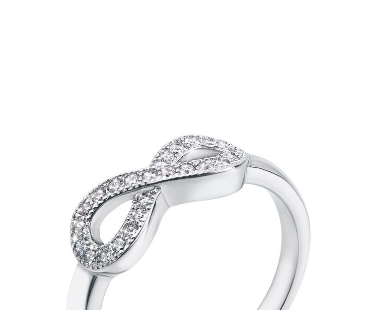 Серебряное кольцо «Бесконечность» с фианитами (PSS0683-R/12/1): цена