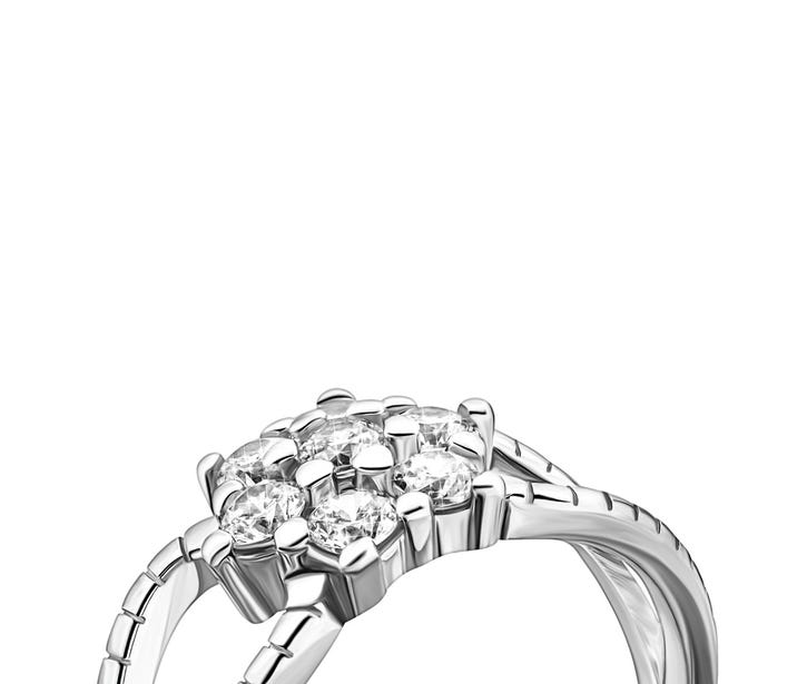 Серебряное кольцо с фианитами (A02702): купить