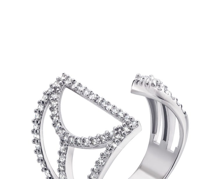 Фаланговое серебряное кольцо с фианитами (AZ01080/18): недорого