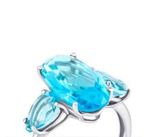 Серебряное кольцо с голубым кварцем (1407/1р-QSWB): купить