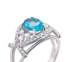 Серебряное кольцо с голубым кварцем и фианитами (1703/9р-QSWB): купить