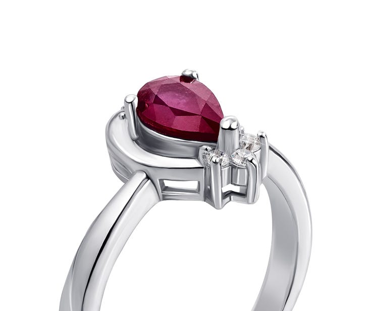 Серебряное кольцо с рубином и фианитами (Тд0017/руб-R): недорого