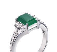 Серебряное кольцо с зеленым агатом и фианитами (1656/9р-GAG): купить