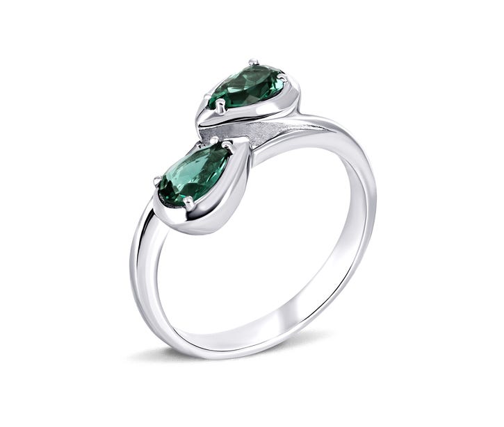 Серебряное кольцо с зеленым кварцем (1744/1р-QGR)