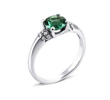 Серебряное кольцо с зеленым кварцем и фианитами (1582/1р-QGR)