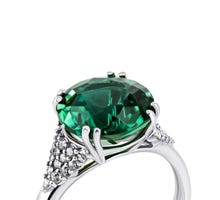 Серебряное кольцо с зеленым кварцем и фианитами (1608/1р-QGR): купить