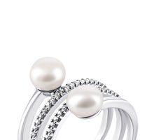 Срібна каблучка з перлами і фіанітами (1375/1р-PWT): купить
