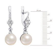 Срібні сережки з перлами і фіанітами (2210/9р-PWT): купить