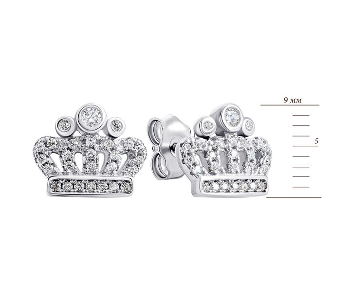 Срібні пусети Корона з фіанітами (TE328338): цена