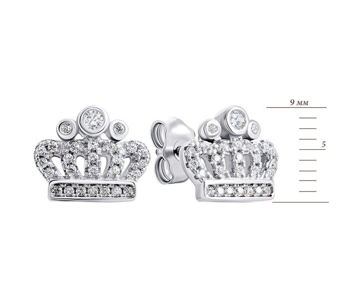 Серебряные пуссеты Корона с фианитами (TE328338): в интернет-магазине