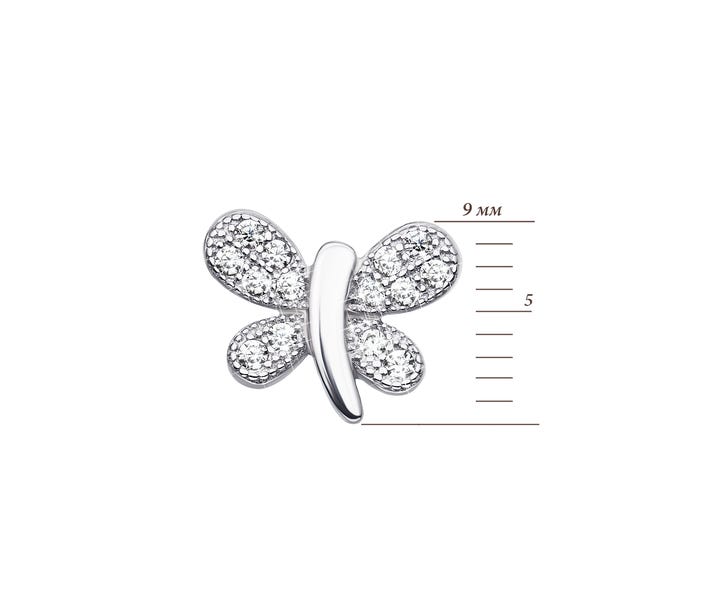 Серебряные пуссеты Бабочка с фианитами (S500-E): недорого